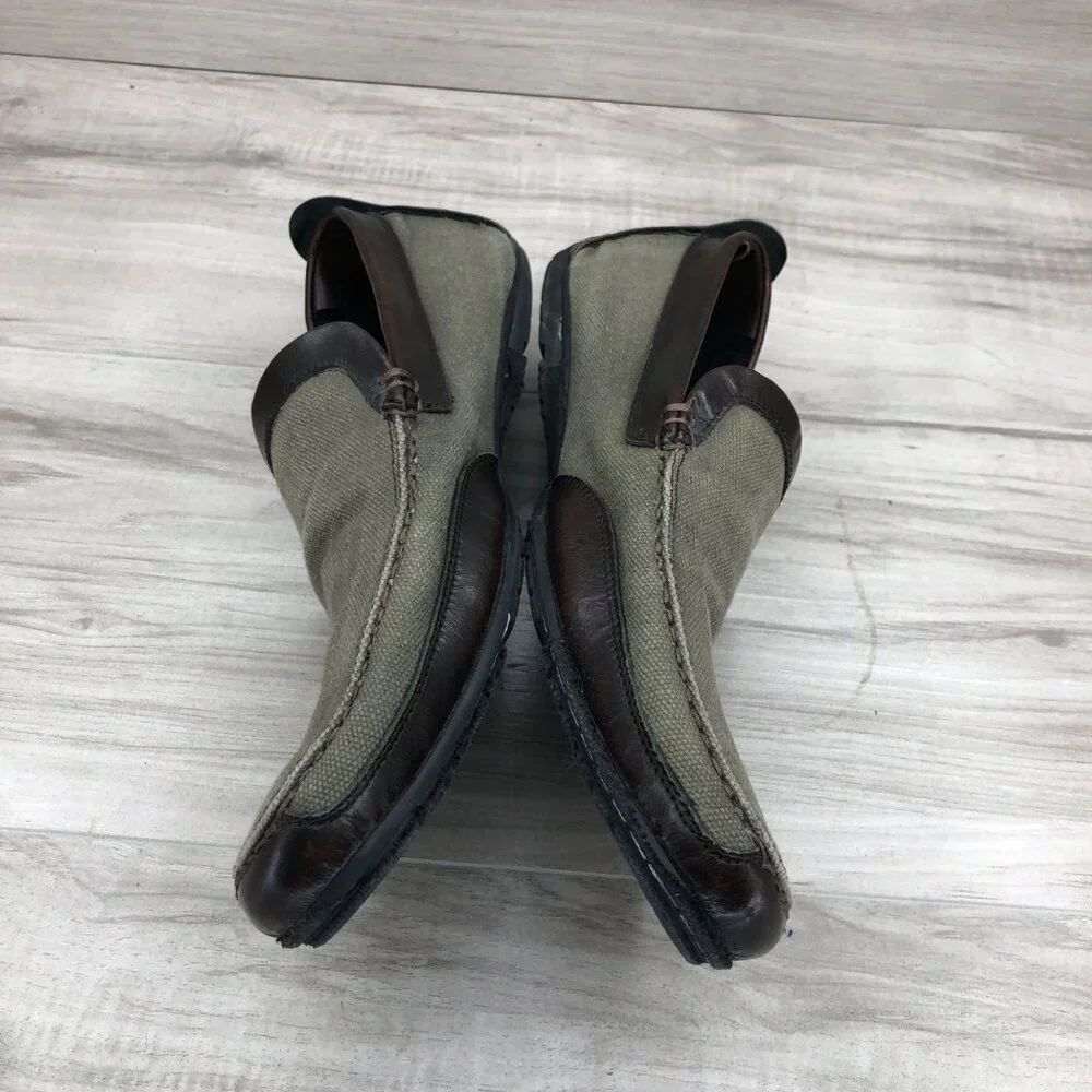 Robert Wayne Driving Loafers Mens 7 Green Canvas Slip On Casual Shoes